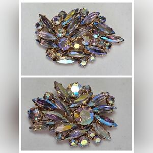Two Aurora Borealis Cluster Brooches
